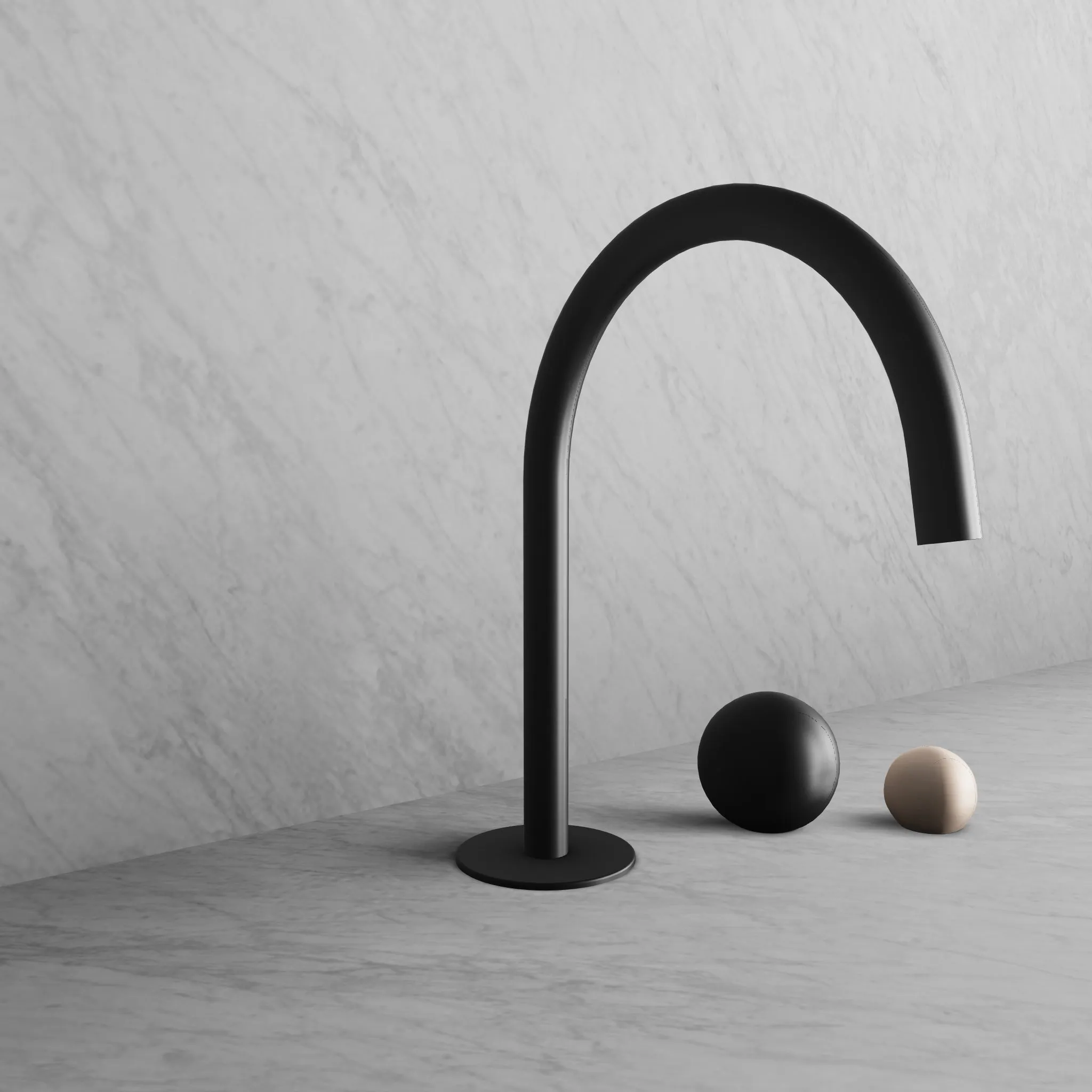 BARiL B35-8100-00L-KK-100 Wall-Mounted Lavatory Faucet Spout With Deck Mounted Handles
