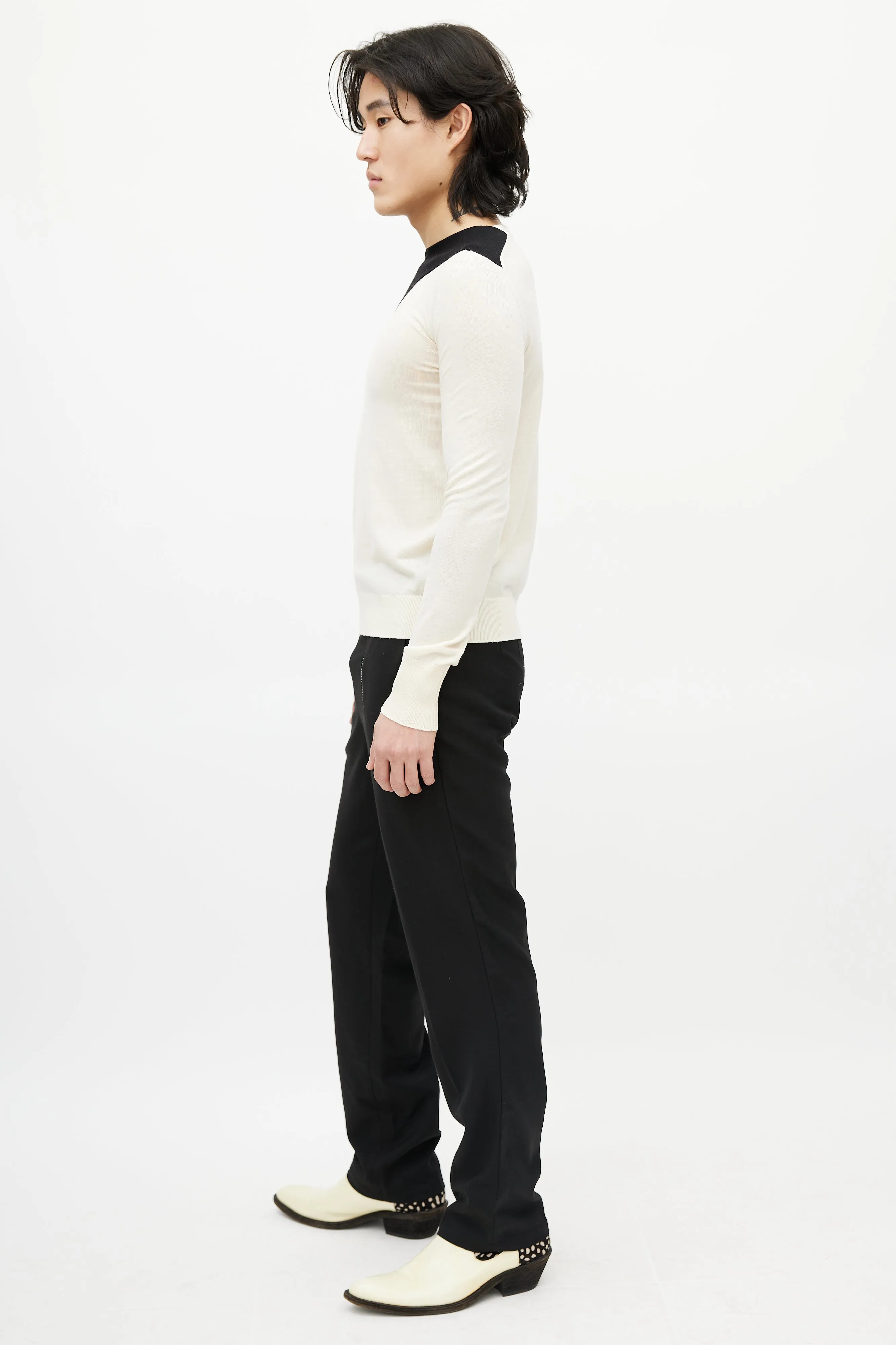 Beige & Multicolour Wool Striped Sweater