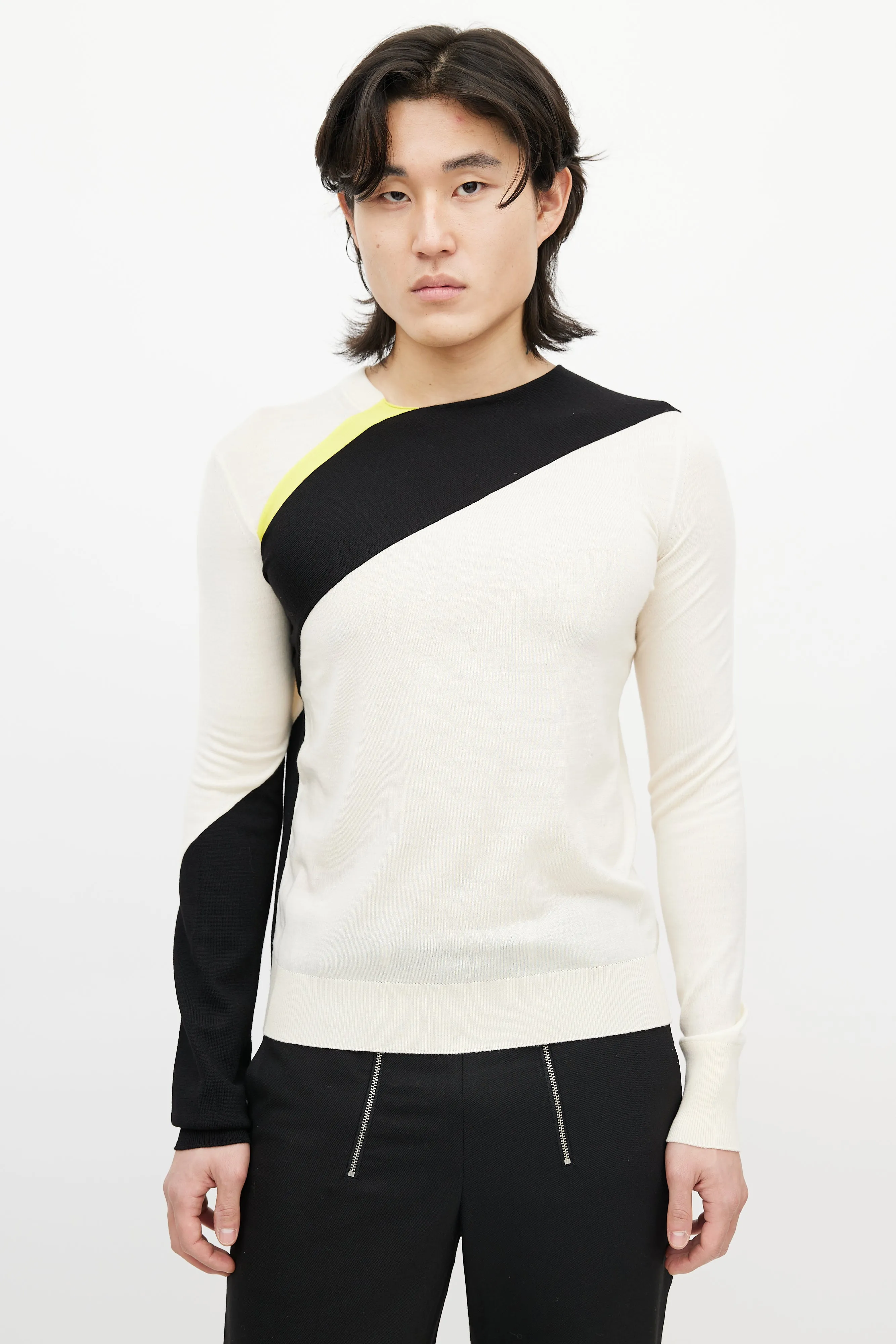 Beige & Multicolour Wool Striped Sweater