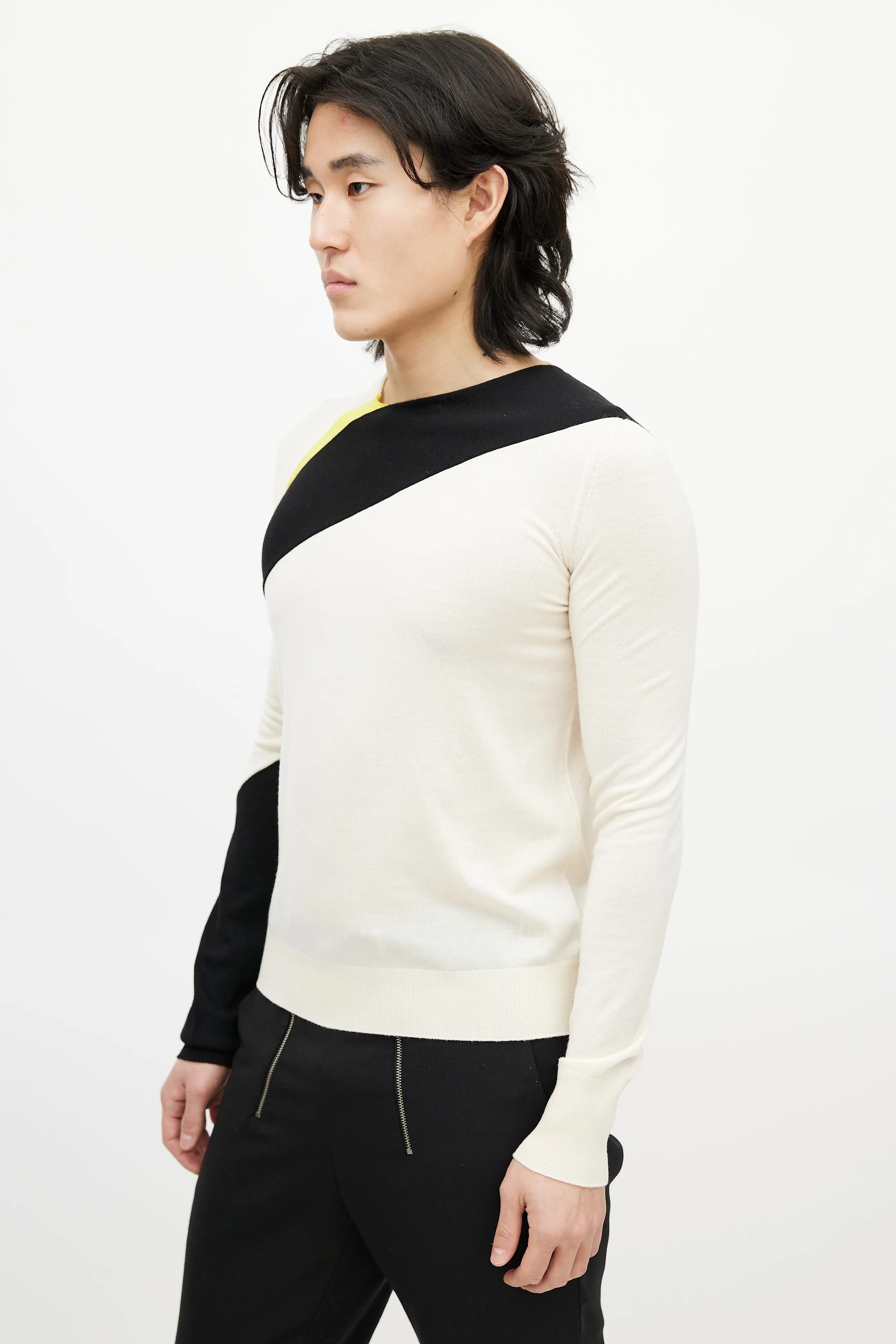 Beige & Multicolour Wool Striped Sweater
