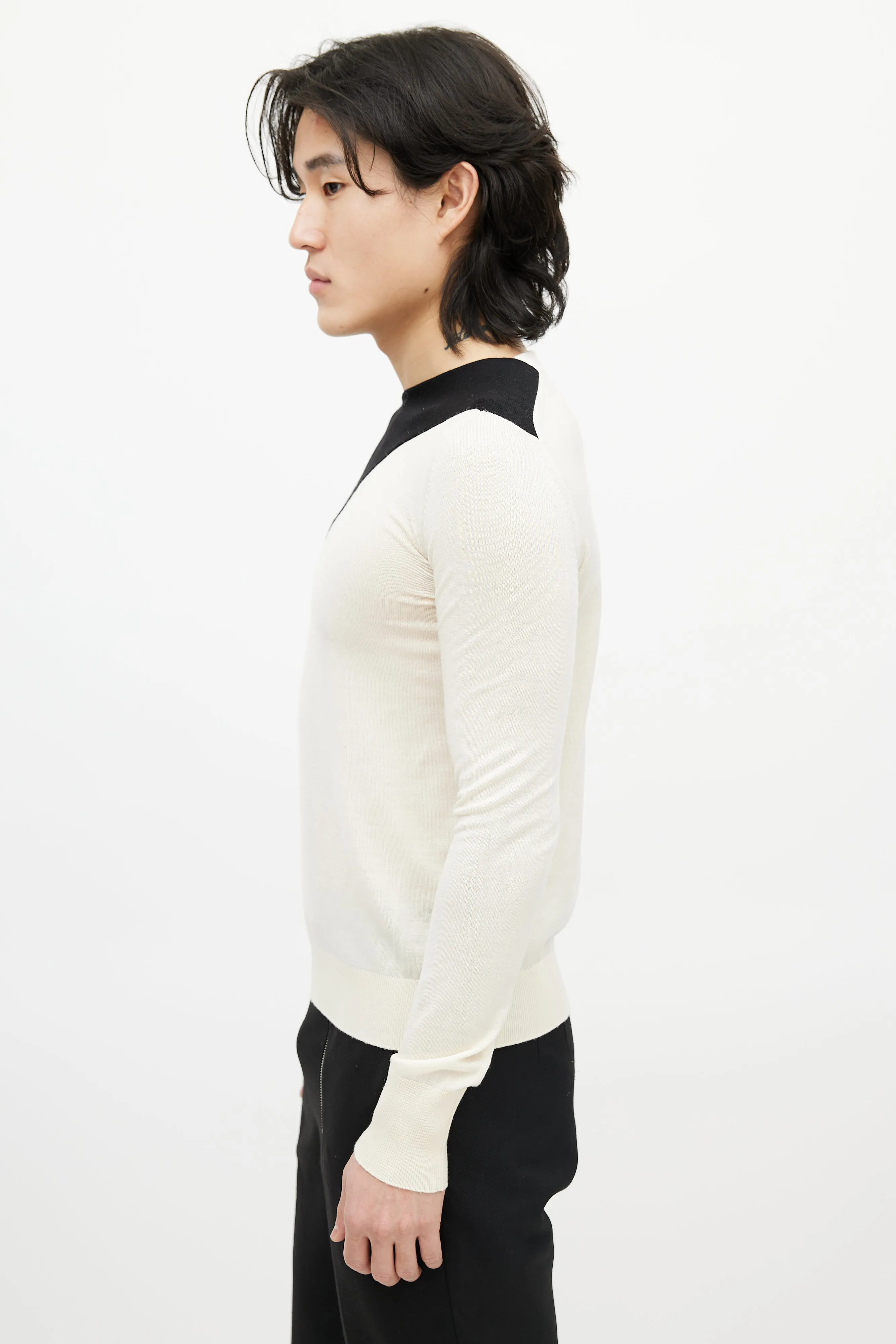 Beige & Multicolour Wool Striped Sweater