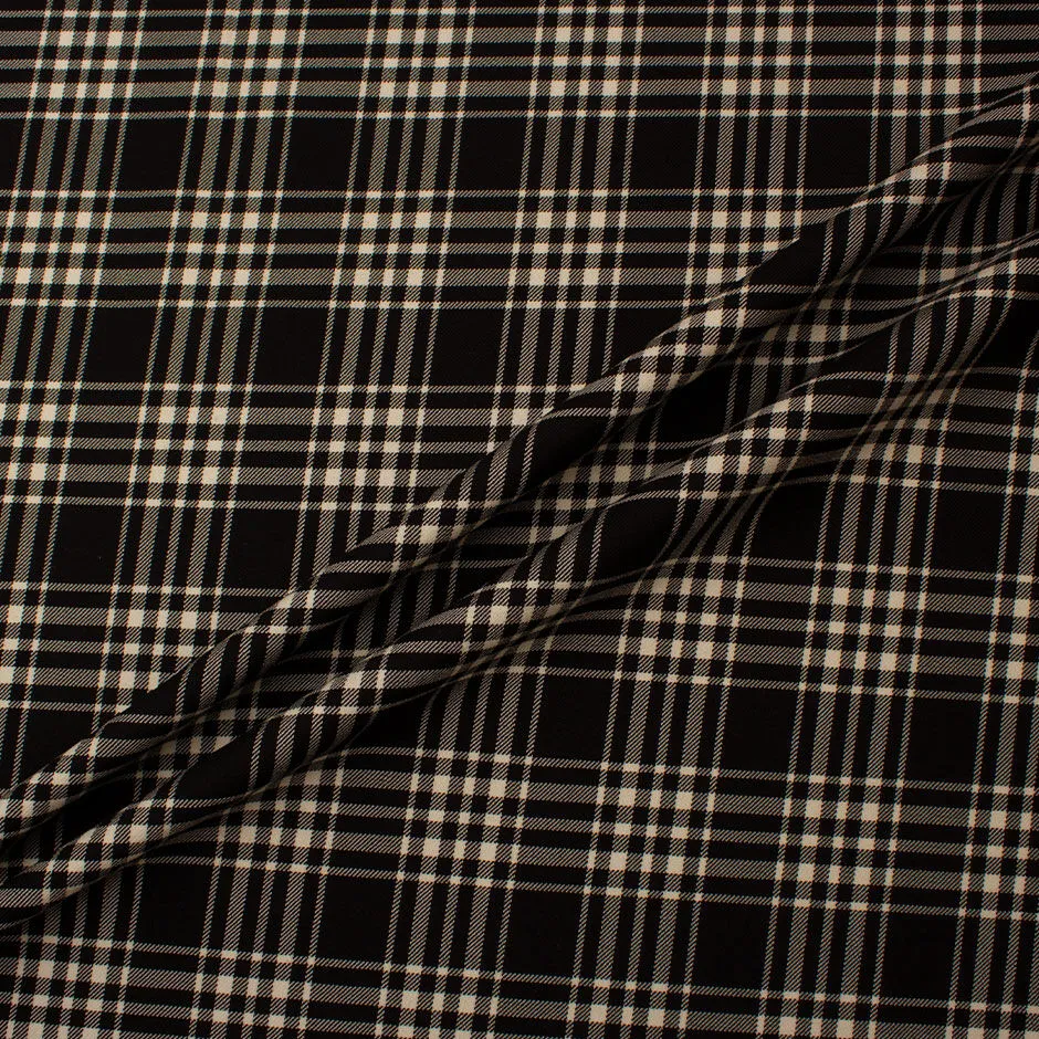 Black & Ivory Pure Wool Tartan