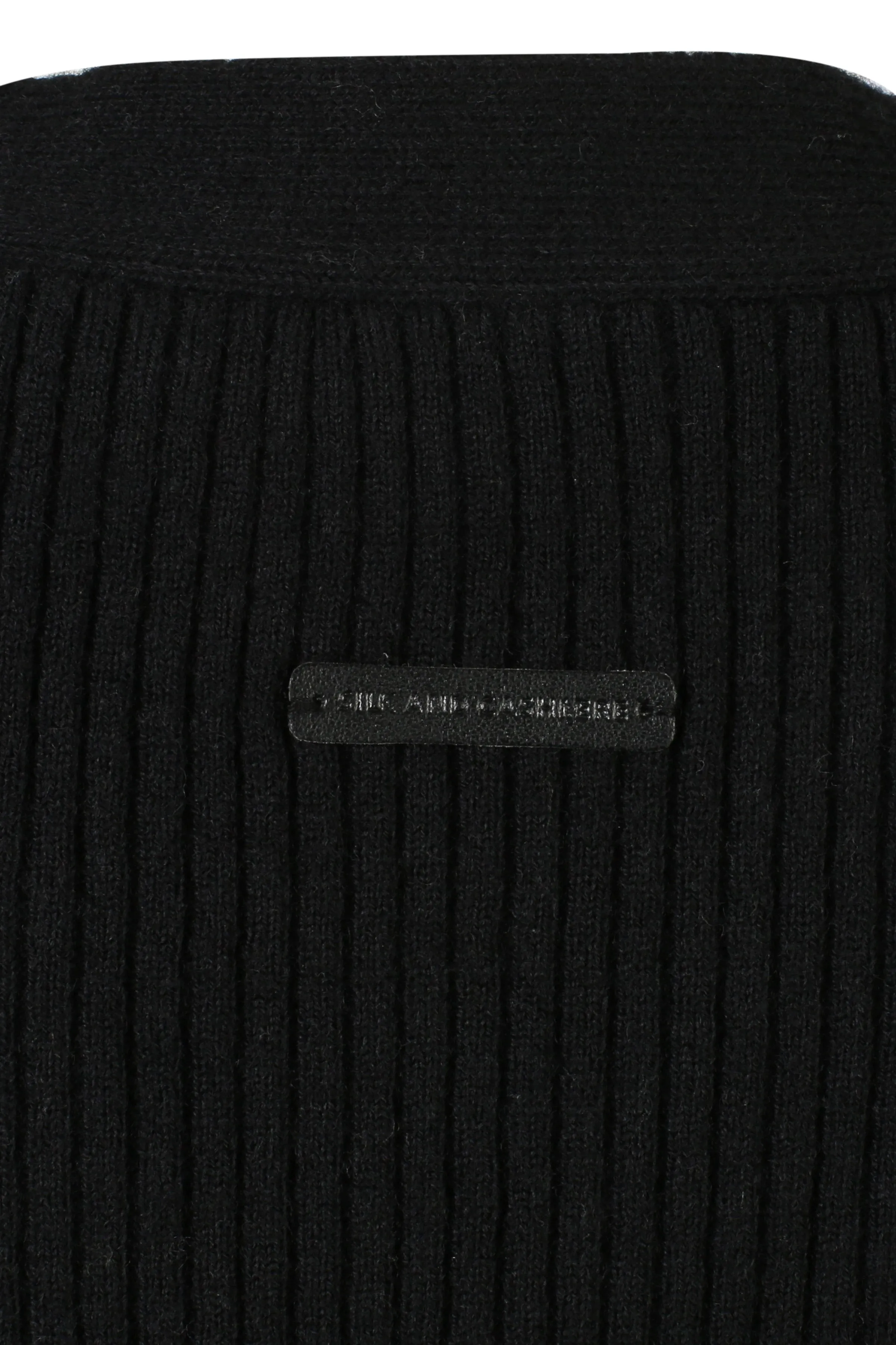 Black Pure Wool Stella V-Neck Ribbed Bat Sleeve Women's Crop Cardigan