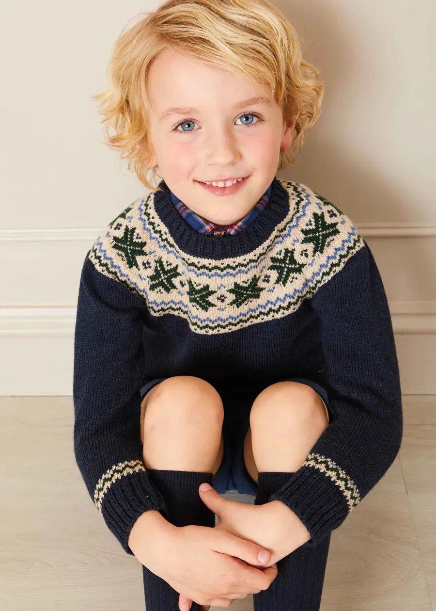 Classic Fair Isle Jumper in Navy (18mths-10yrs)