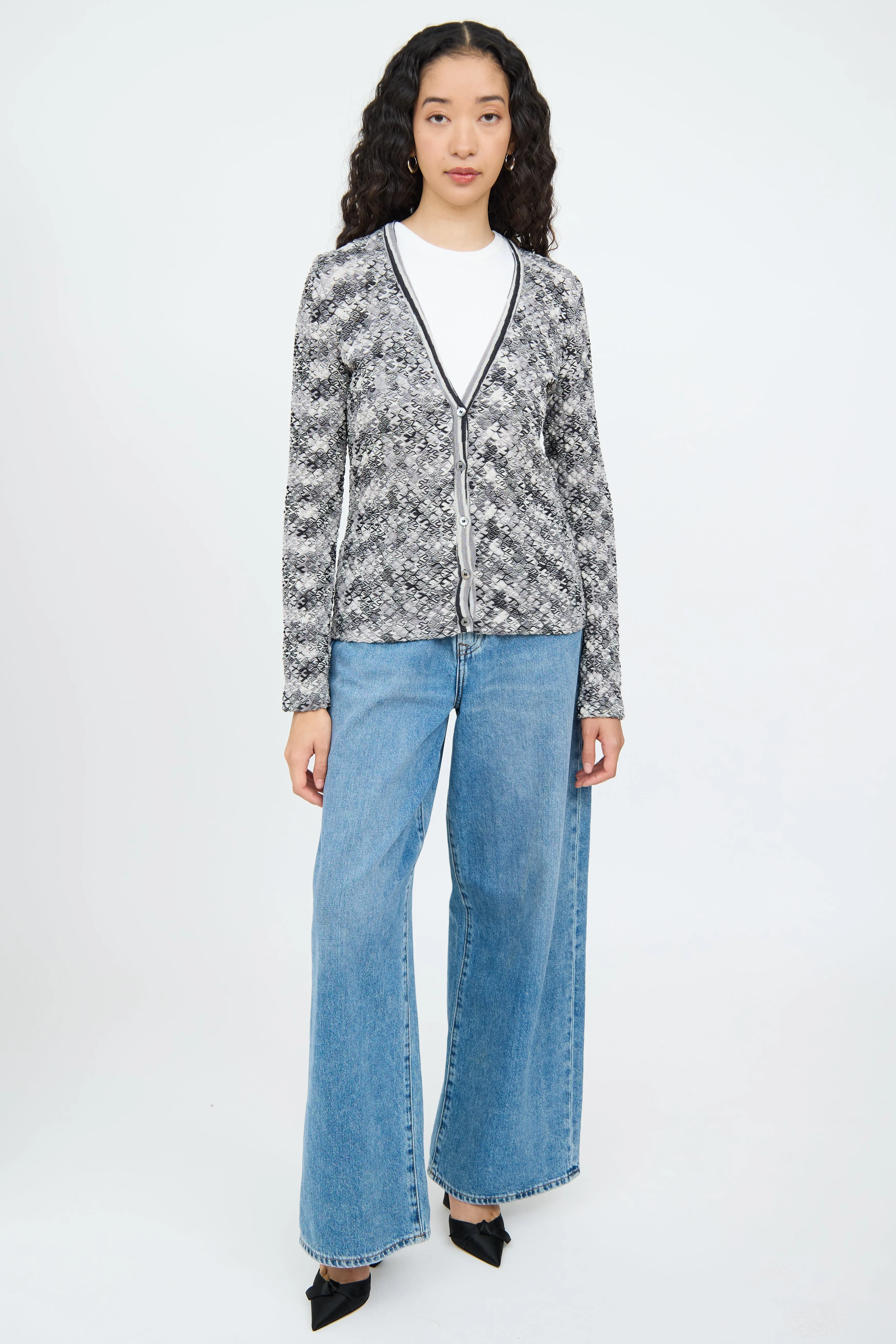 Grey Multi Colour Button Wool Cardigan