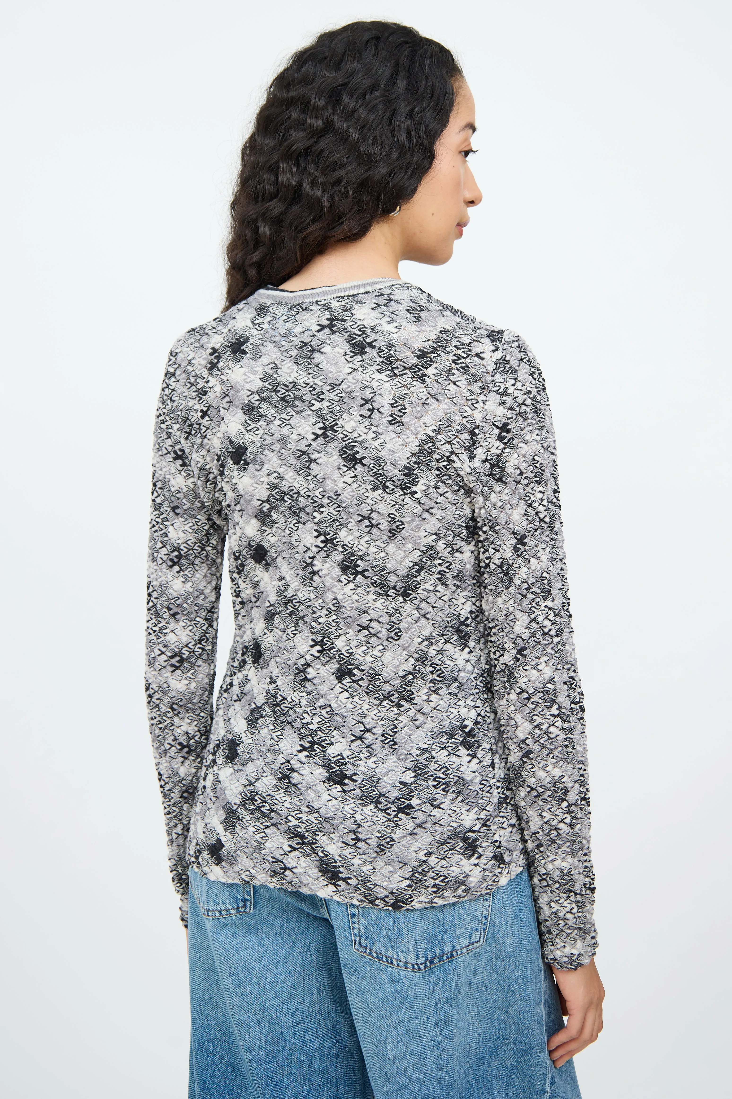 Grey Multi Colour Button Wool Cardigan
