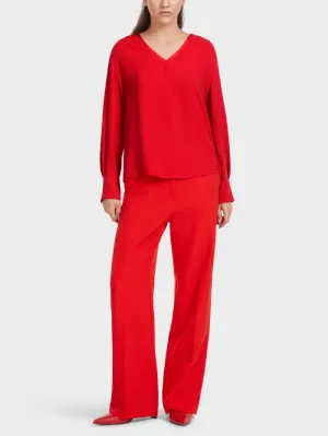 Marc Cain Collections Red Blouse With V Neck VC 51.45 W01 COL 270