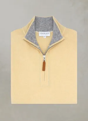 Men's Madison Quarter Zip Cashmere Sweater in Yellow
