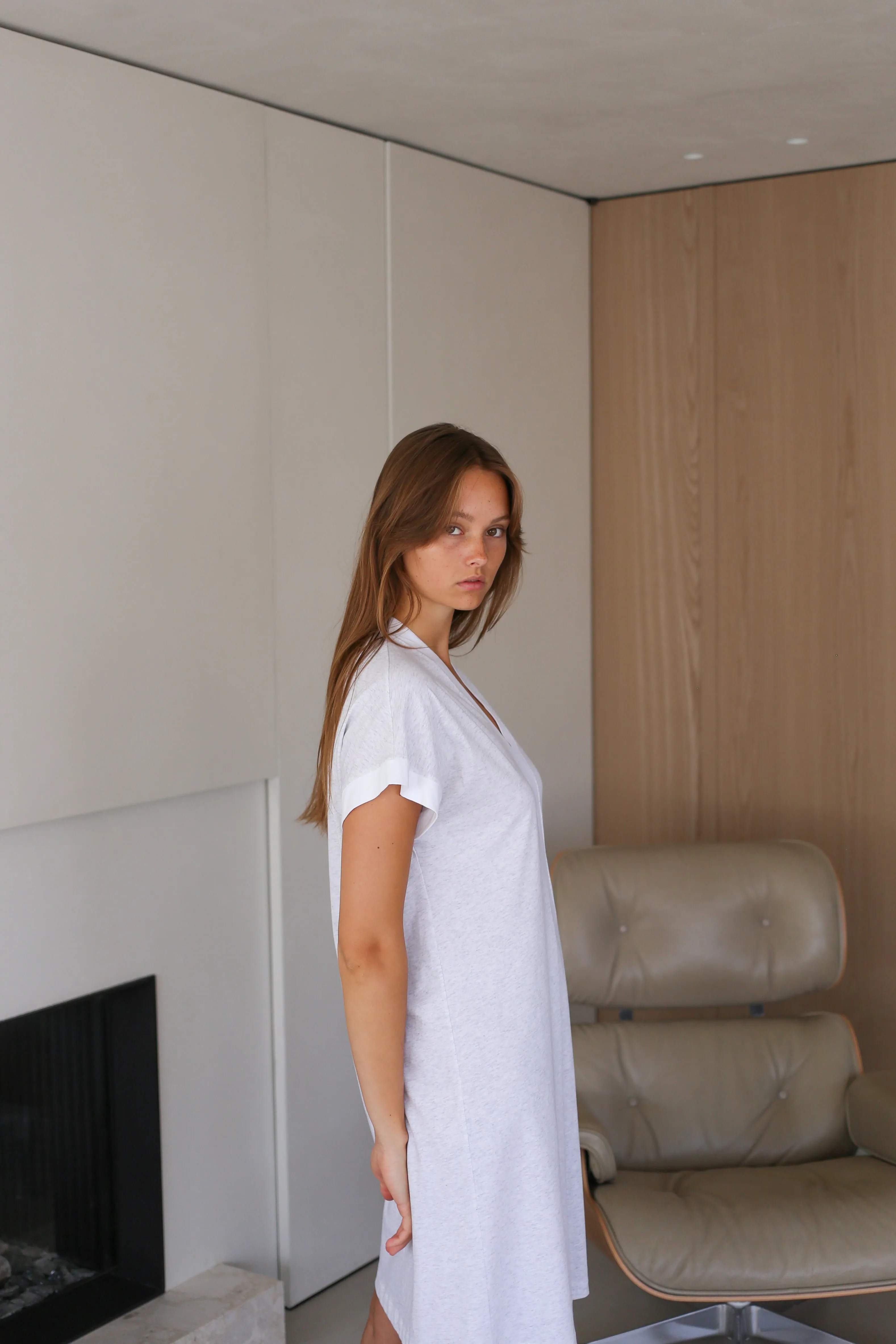 Pluto - Kato Cotton Nightgown | Grey Chine