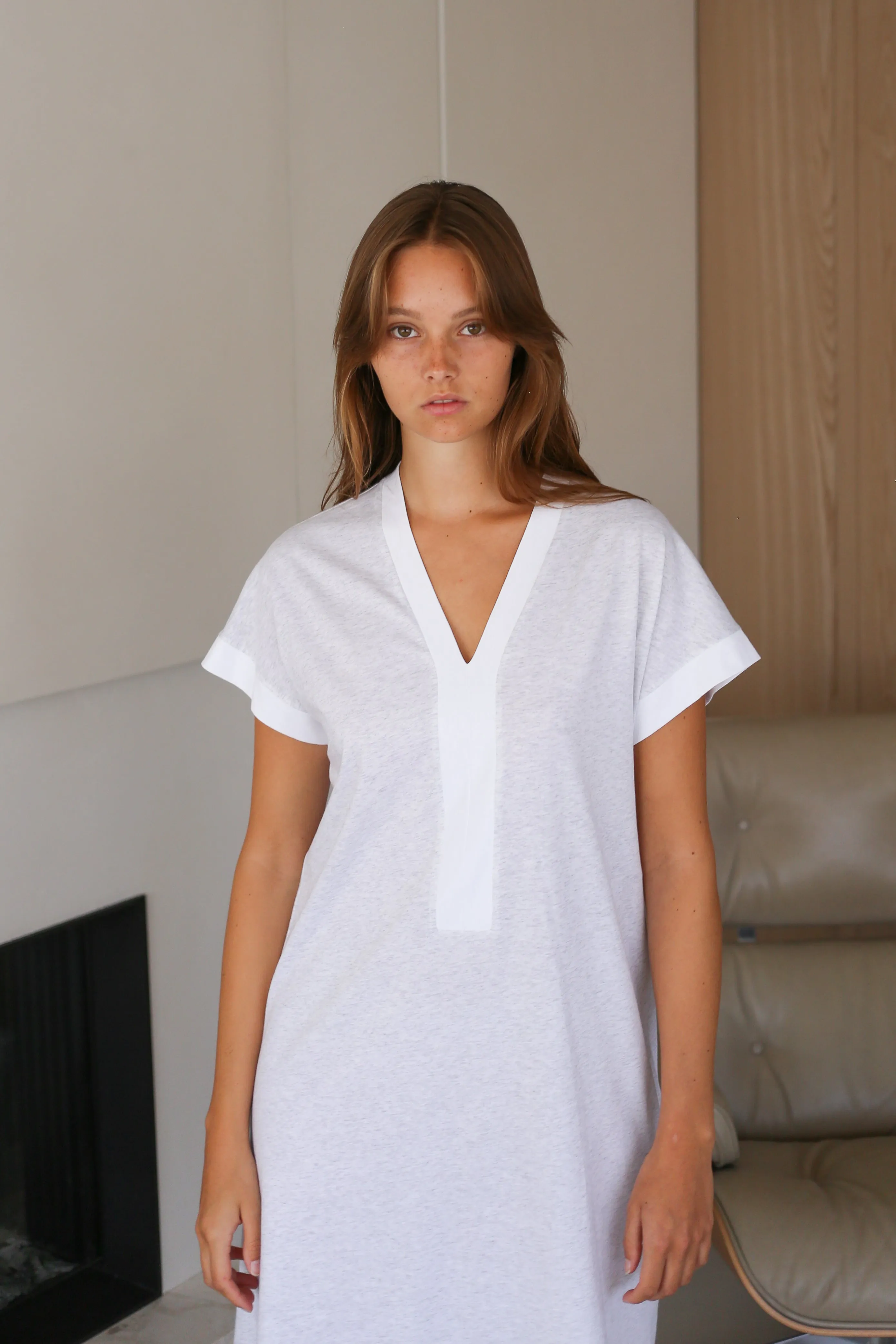 Pluto - Kato Cotton Nightgown | Grey Chine