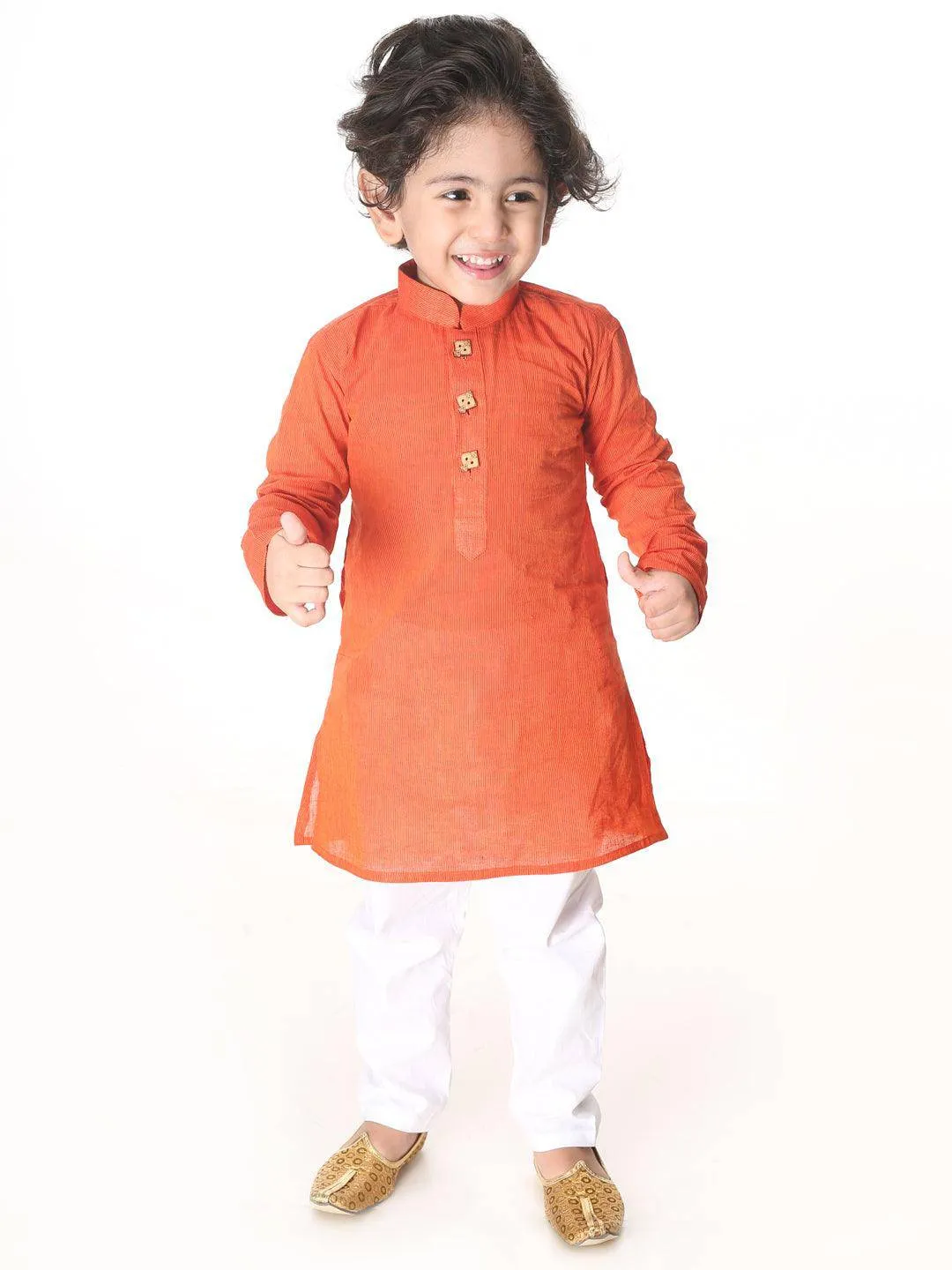 VASTRAMAY SISHU Boys Red Cotton Kurta Pyjama