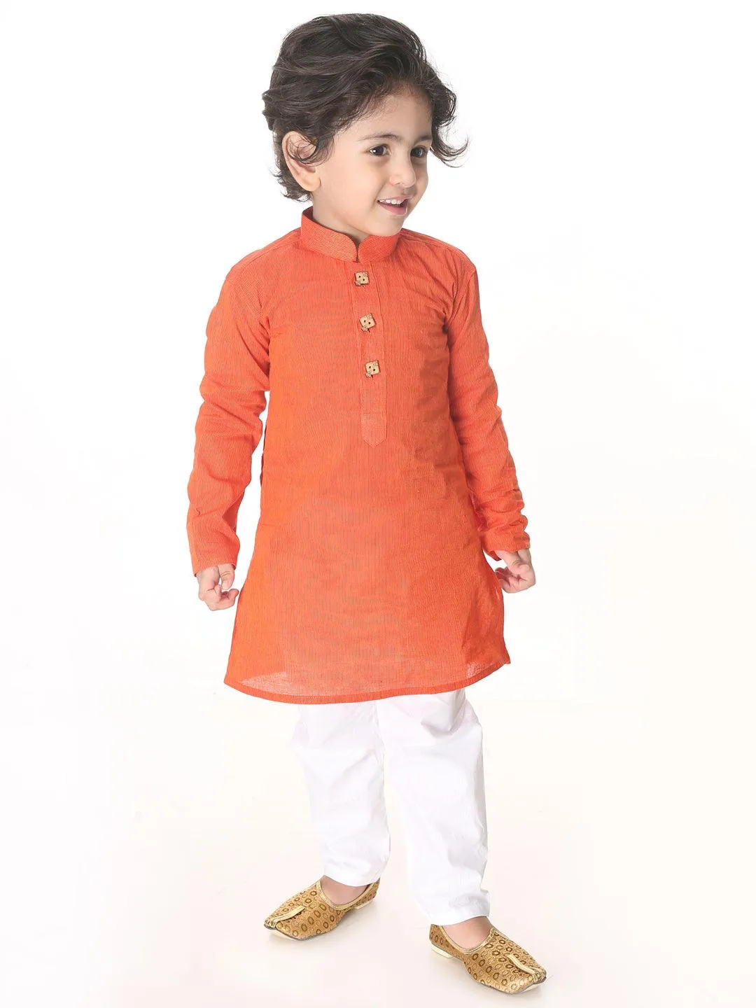 VASTRAMAY SISHU Boys Red Cotton Kurta Pyjama