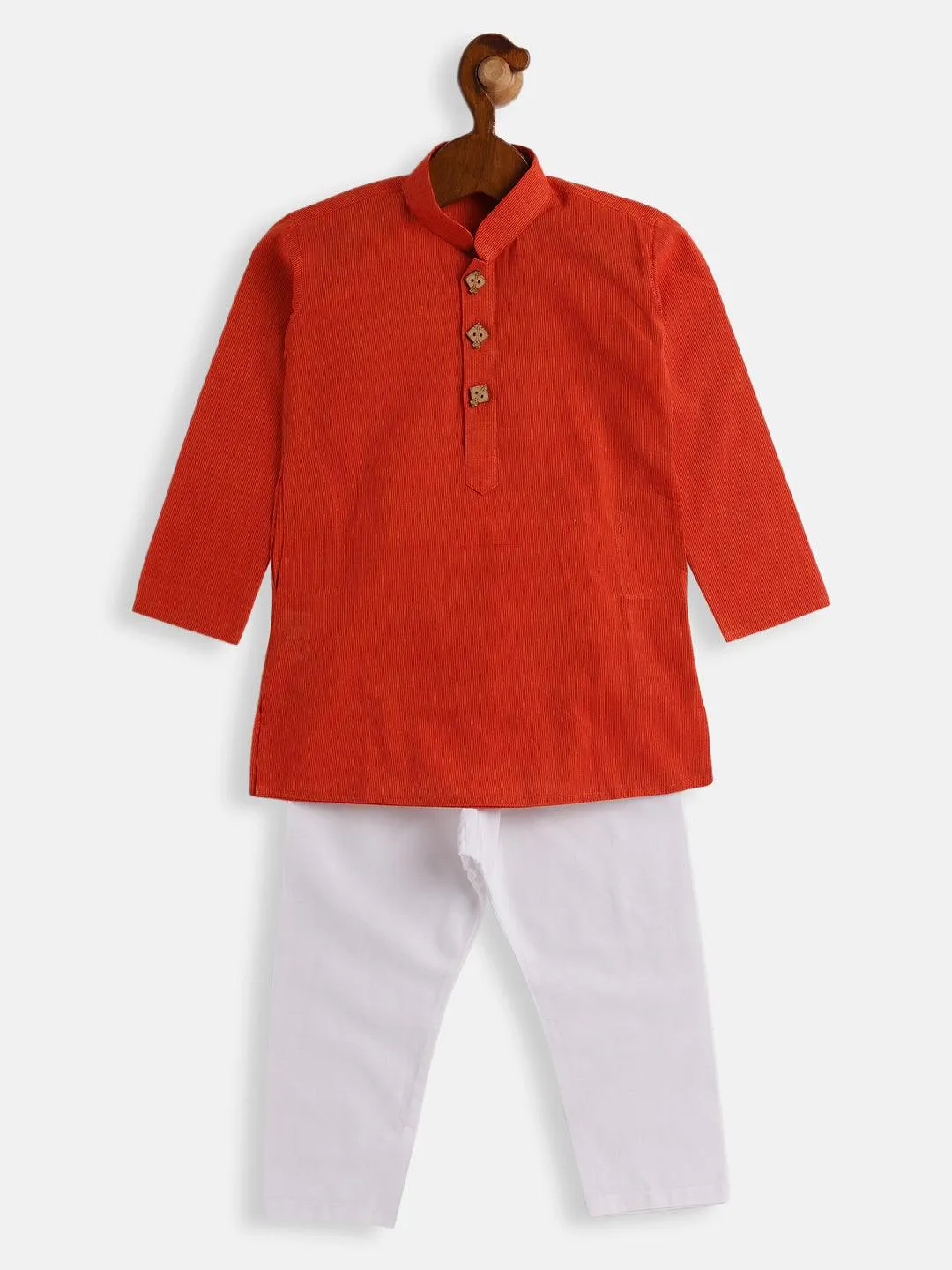 VASTRAMAY SISHU Boys Red Cotton Kurta Pyjama