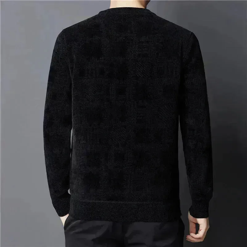 Winter Fleece-lined Chenille Pullover Sweater For Men